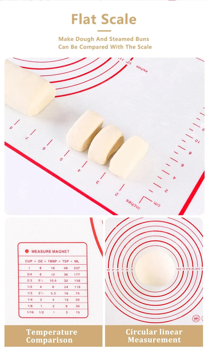 20x16 Inch Lager Silicone Pastry Mat for Rolling Dough with Measurements